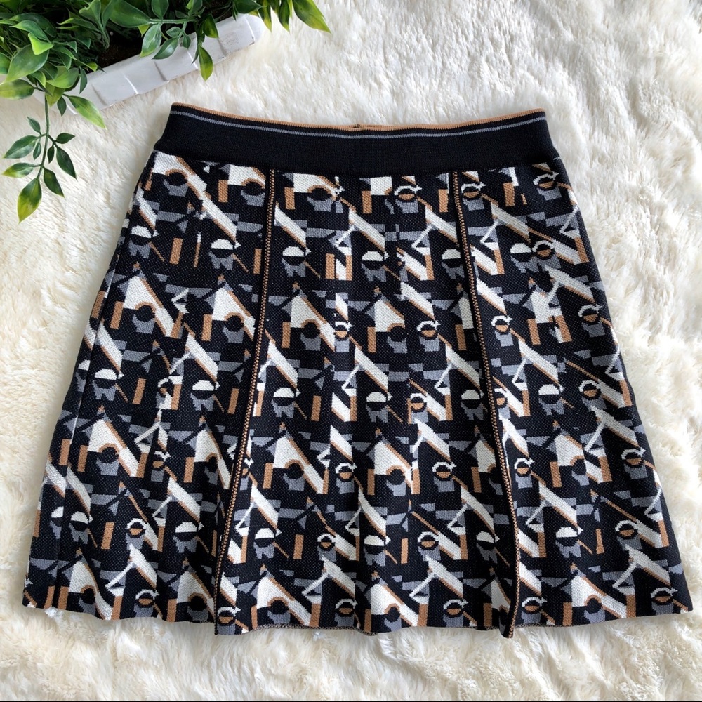 TOPSHOP black/gray/brown/cream sweater mini skirt